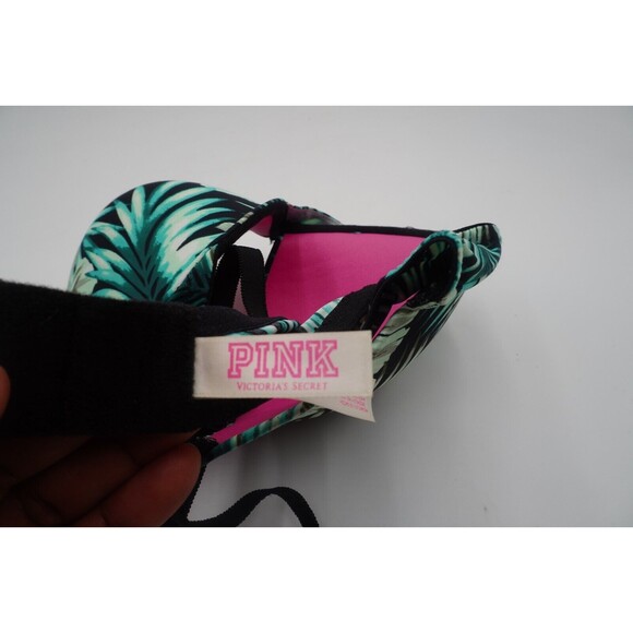 Victoria Secret Pink Brand Tropical Print Palm Leaf Design Padded Bra Size 34D - Picture 7 of 8